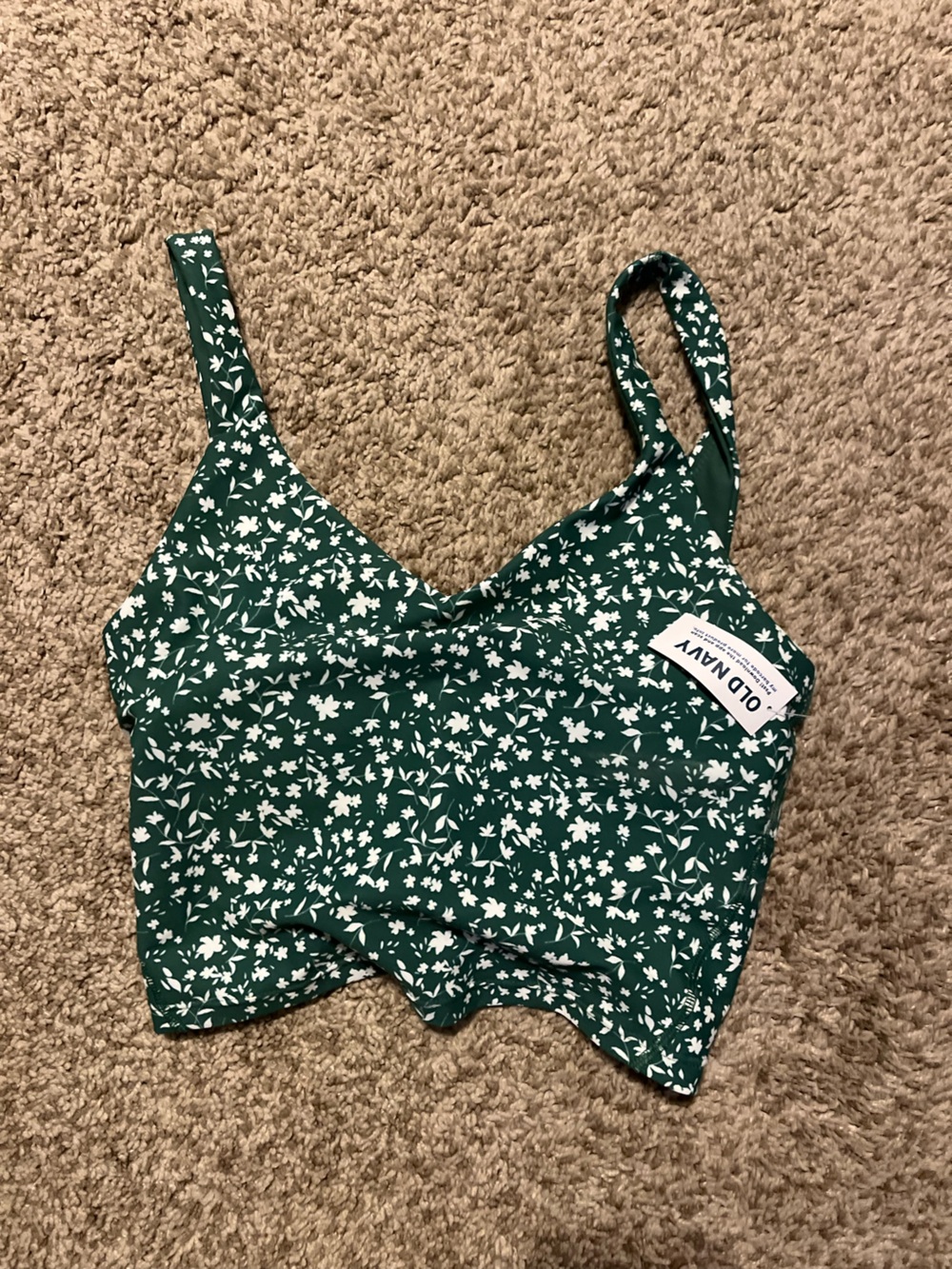Old Navy Green Floral Crop Sports Bra